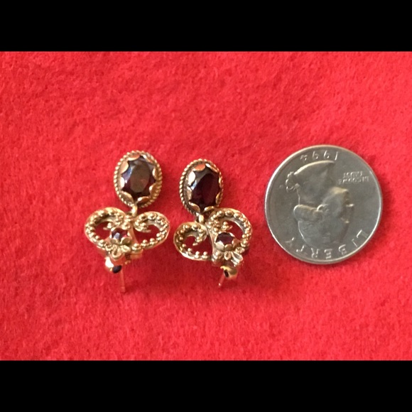 VTG 14k ANTIQUE GOLD VICTORIAN GARNET EARRINGS 💕 - Picture 6 of 12